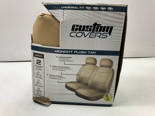 Custom Accessories 40348 Universal Midnight Plush Tan Low Back Seat Covers 2 PCS
