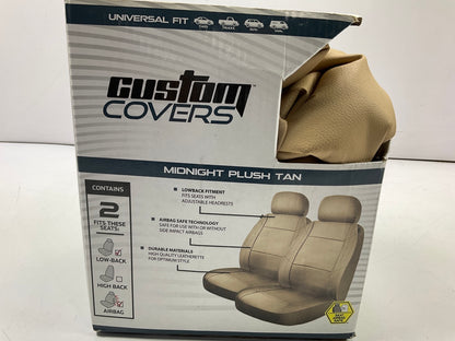 Custom Accessories 40348 Universal Midnight Plush Tan Low Back Seat Covers 2 PCS
