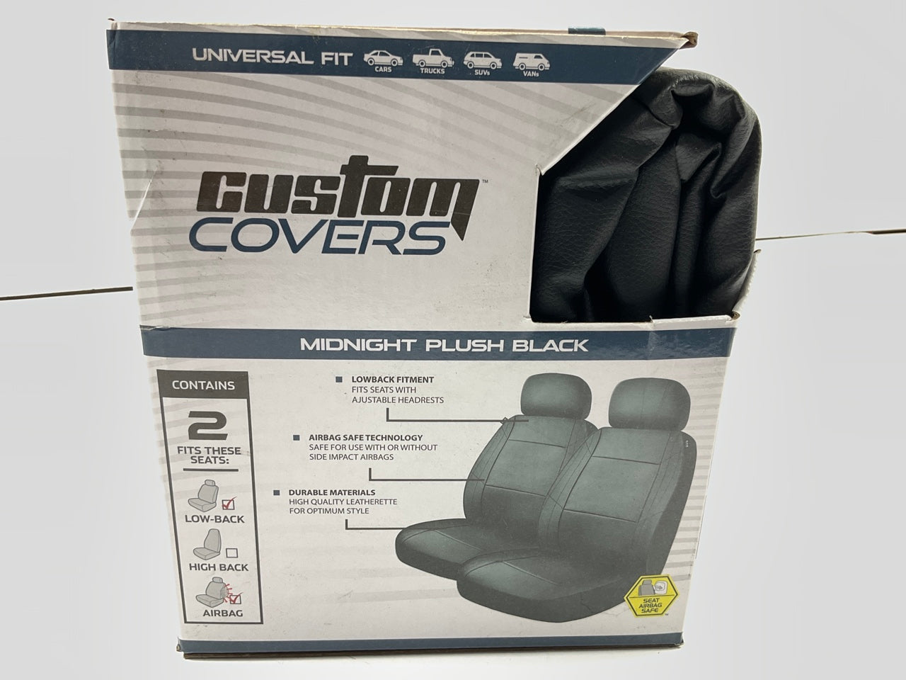 Custom 40410 Low Back Midnight Plush Black Seat Covers Set, Does 2 Seats