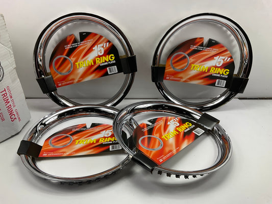 4 NEW 15'' CHROME PLATED Steel Wheel Trim Rings Beauty Rims - SET OF 4 PCS 48889