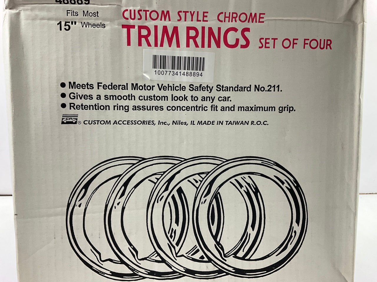 4 NEW 15'' CHROME PLATED Steel Wheel Trim Rings Beauty Rims - SET OF 4 PCS 48889