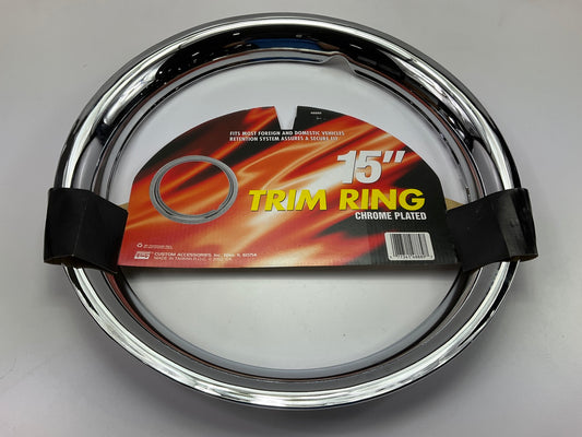 1 NEW SINGLE 15'' CHROME PLATED Steel Wheel Trim Ring Beauty Rim - 48889 (SINGLE)
