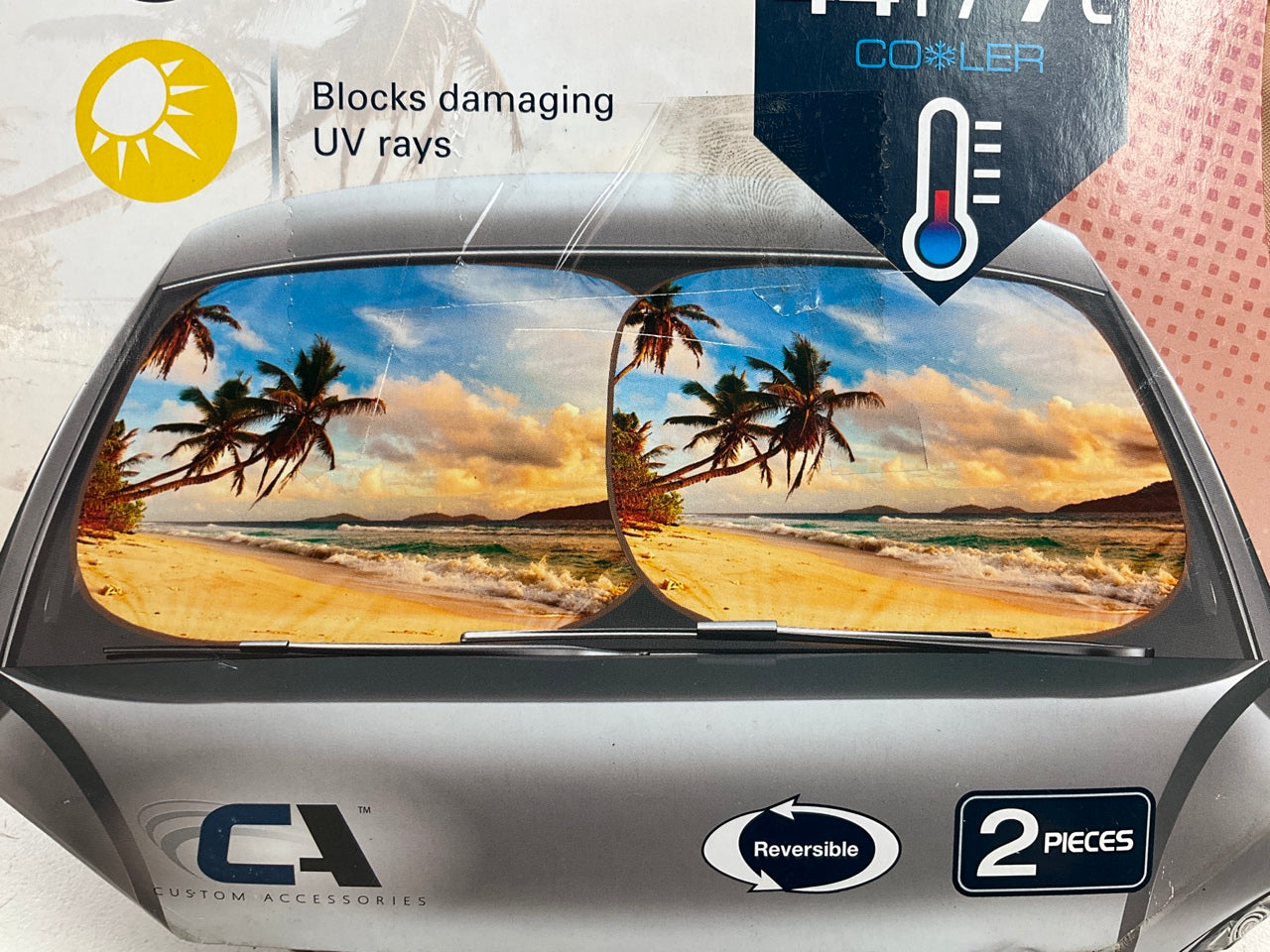 Custom Accessories 804242 Sun Protection Collapsible Sun Shade, Vintage Surf
