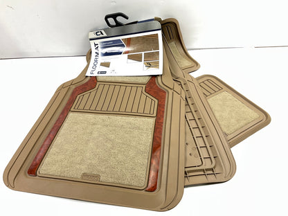 CA 8154 4-PIECE Heavy Duty TAN Floor Mat Carpet Set, Universal, 27-5/8''x19-3/4''