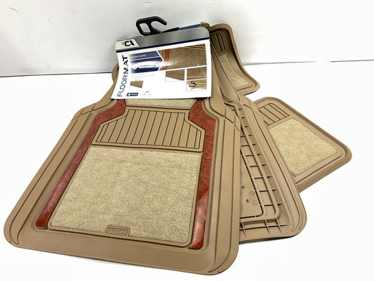 CA 8154 4-PIECE Heavy Duty TAN Floor Mat Carpet Set, Universal, 27-5/8''x19-3/4''