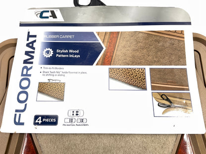 CA 8154 4-PIECE Heavy Duty TAN Floor Mat Carpet Set, Universal, 27-5/8''x19-3/4''