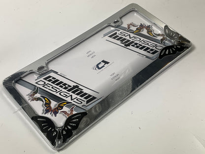 Custom Accessories 92707 Chrome Butterfly Design License Plate Frame