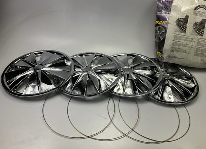 OPEN BOX Custom Accessories 93002 15'' Universal Chrome Wheel Cover Hub Caps Set