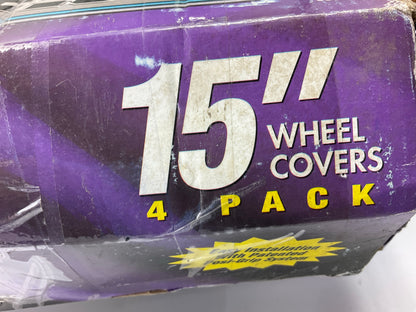 OPEN BOX Custom Accessories 93002 15'' Universal Chrome Wheel Cover Hub Caps Set