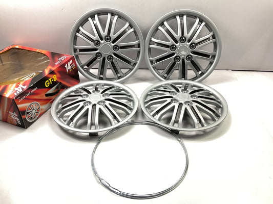 Custom 96926 Universal 14'' Wheel Covers, Silver, 4 Piece Set 14'' Hubcabs