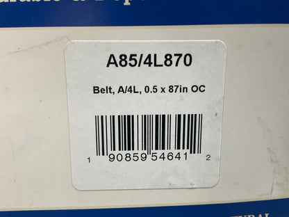 D&D A85-4L870 Industrial Accessory Drive V - Belt  - 1/2'' X 87''