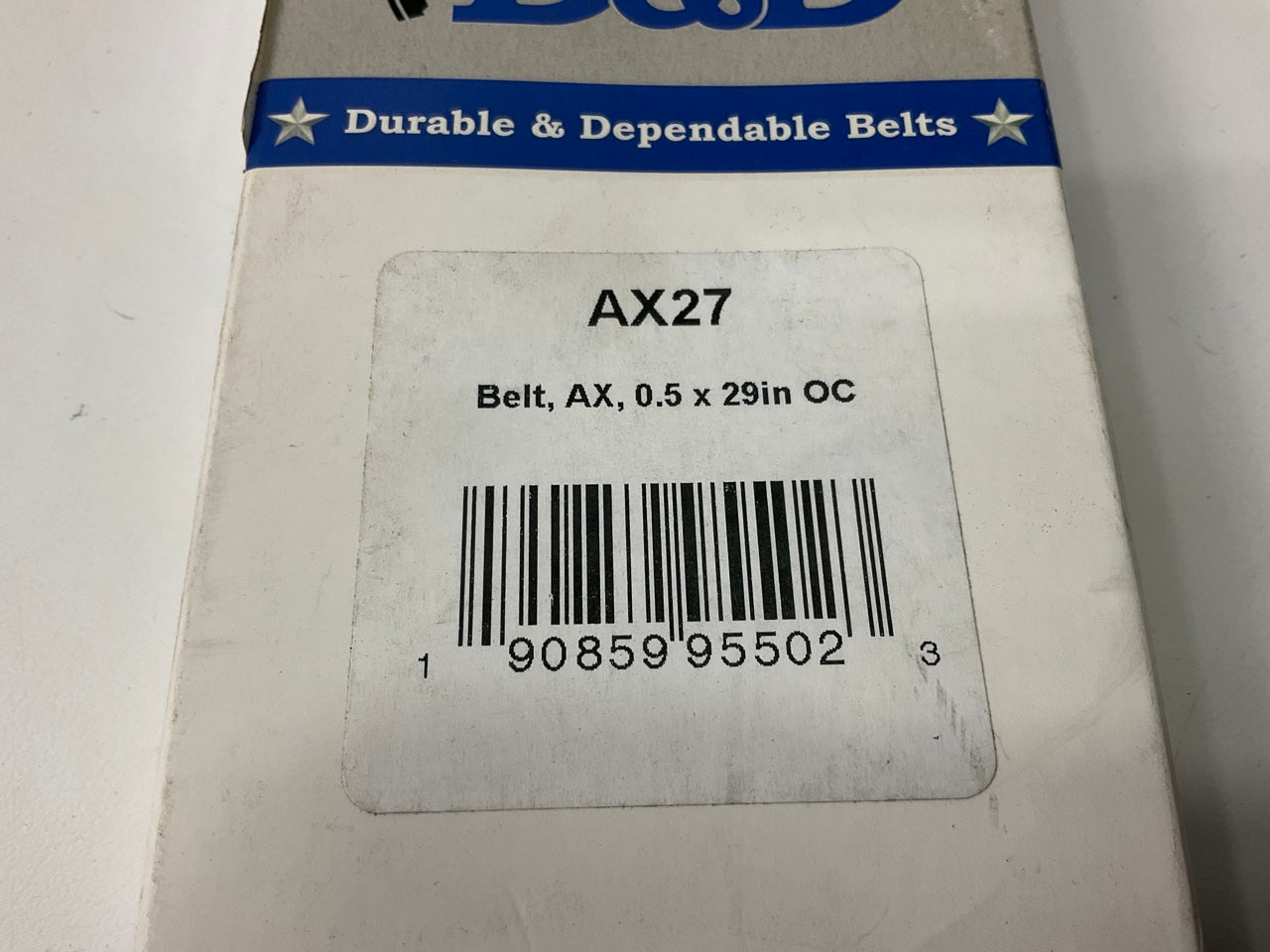 D&D AX27 Cogged Industrial Accessory Drive Belt - 1/2'' X 29''