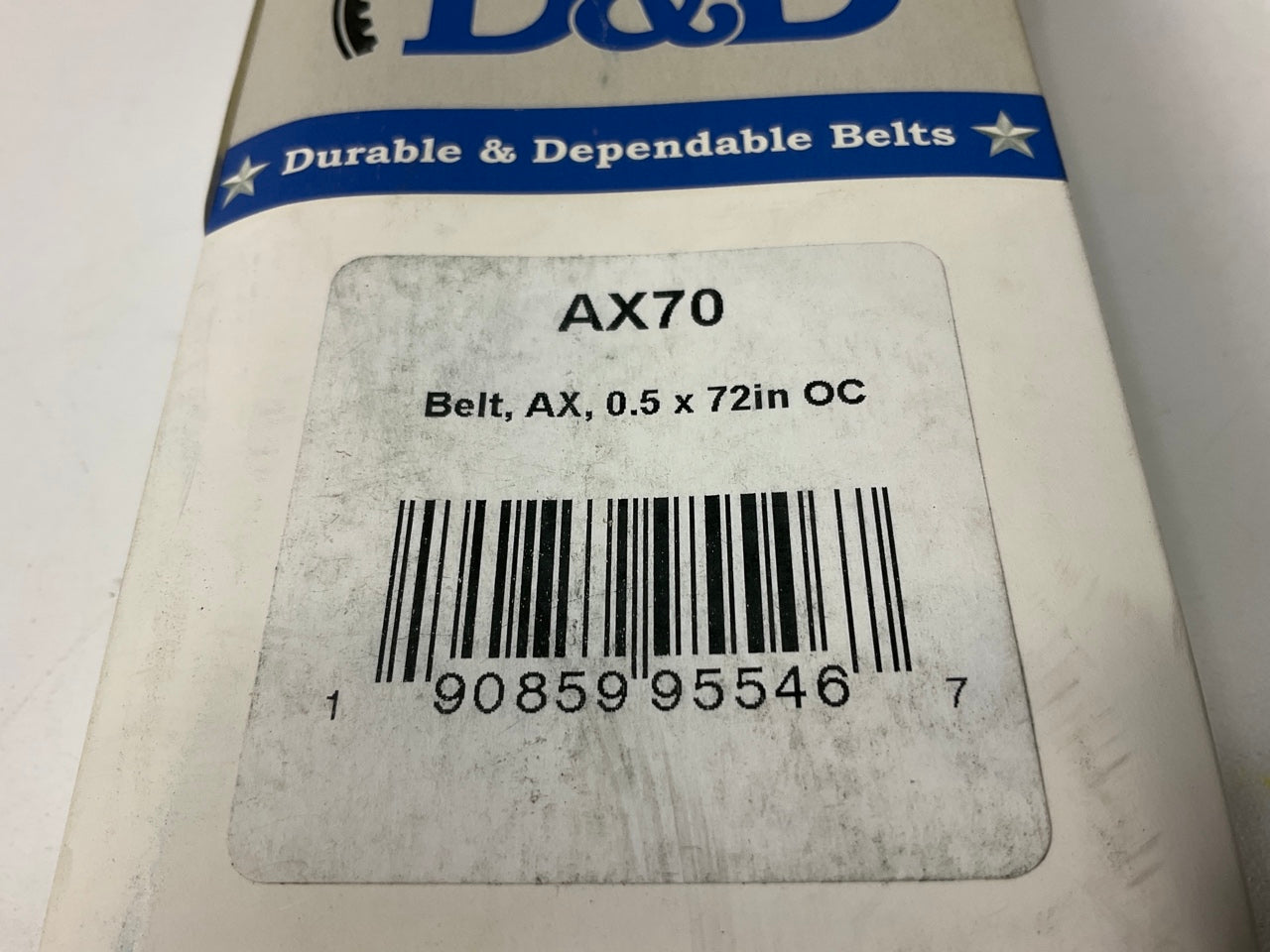 D&D AX70 Cogged Industrial Accessory Drive Belt - 1/2'' X 72''