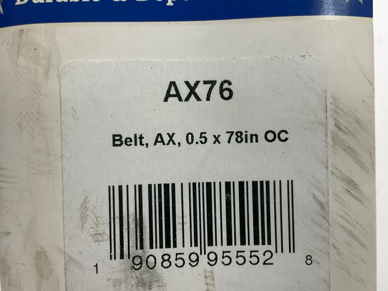 D&D AX76 Cogged Industrial Accessory Drive V - Belt - 1/2'' X 78''