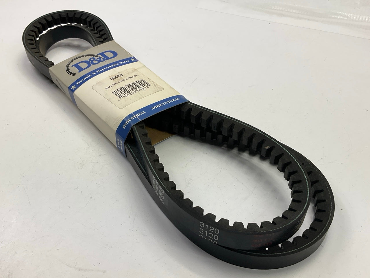 D&D BX69 Cogged Industrial Accessory Drive V- Belt - 5/8'' X72''