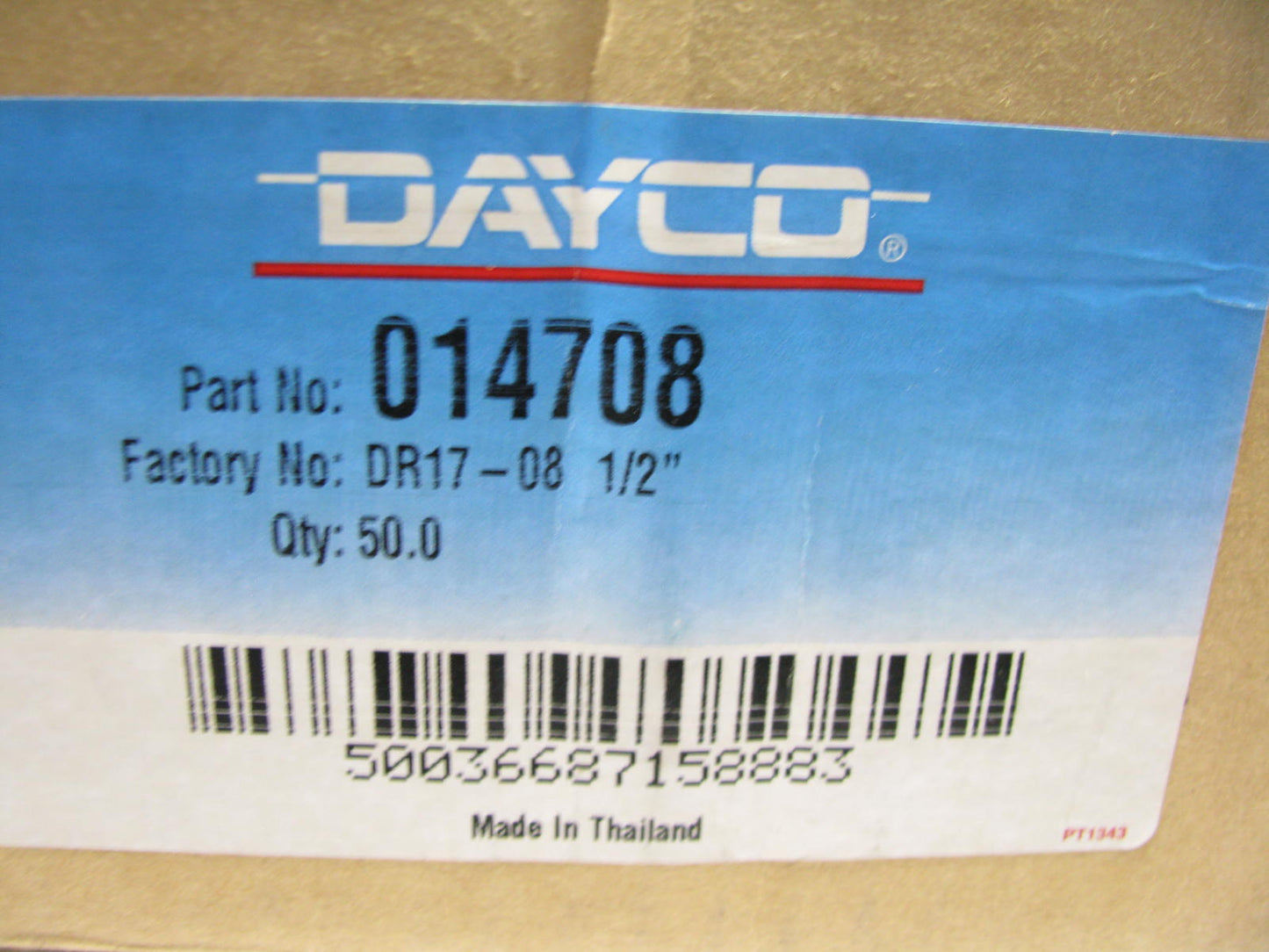 Dayco 014708 Hydraulic Hose 3,000 PSI Working Pressure, 1/2'' I.D. Diameter 50 FT