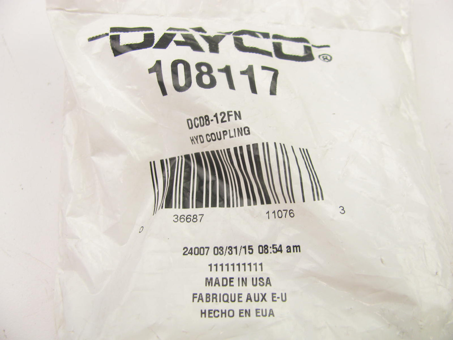 Dayco 108117 Hydraulic Crimp Fitting NPSM Female Swivel 30 Degree Cone 1/2'' Hose