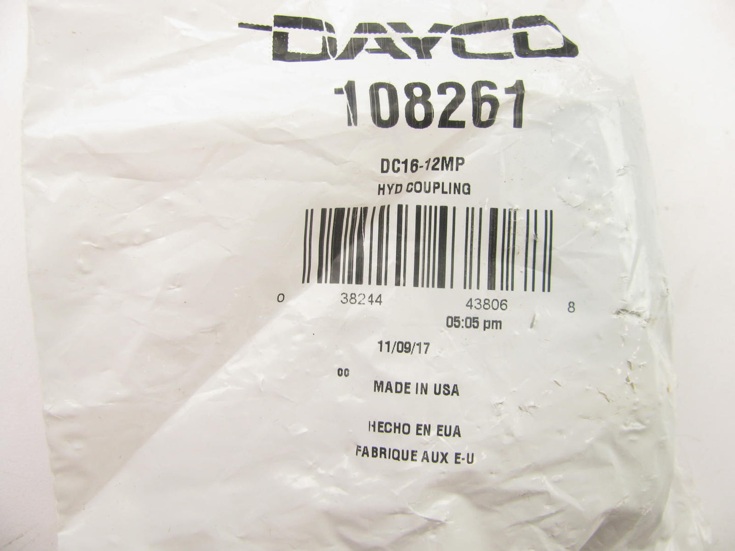 Dayco 108261 Hydraulic Crimp Fitting Coupler NPTF Male 1'' Hose ID