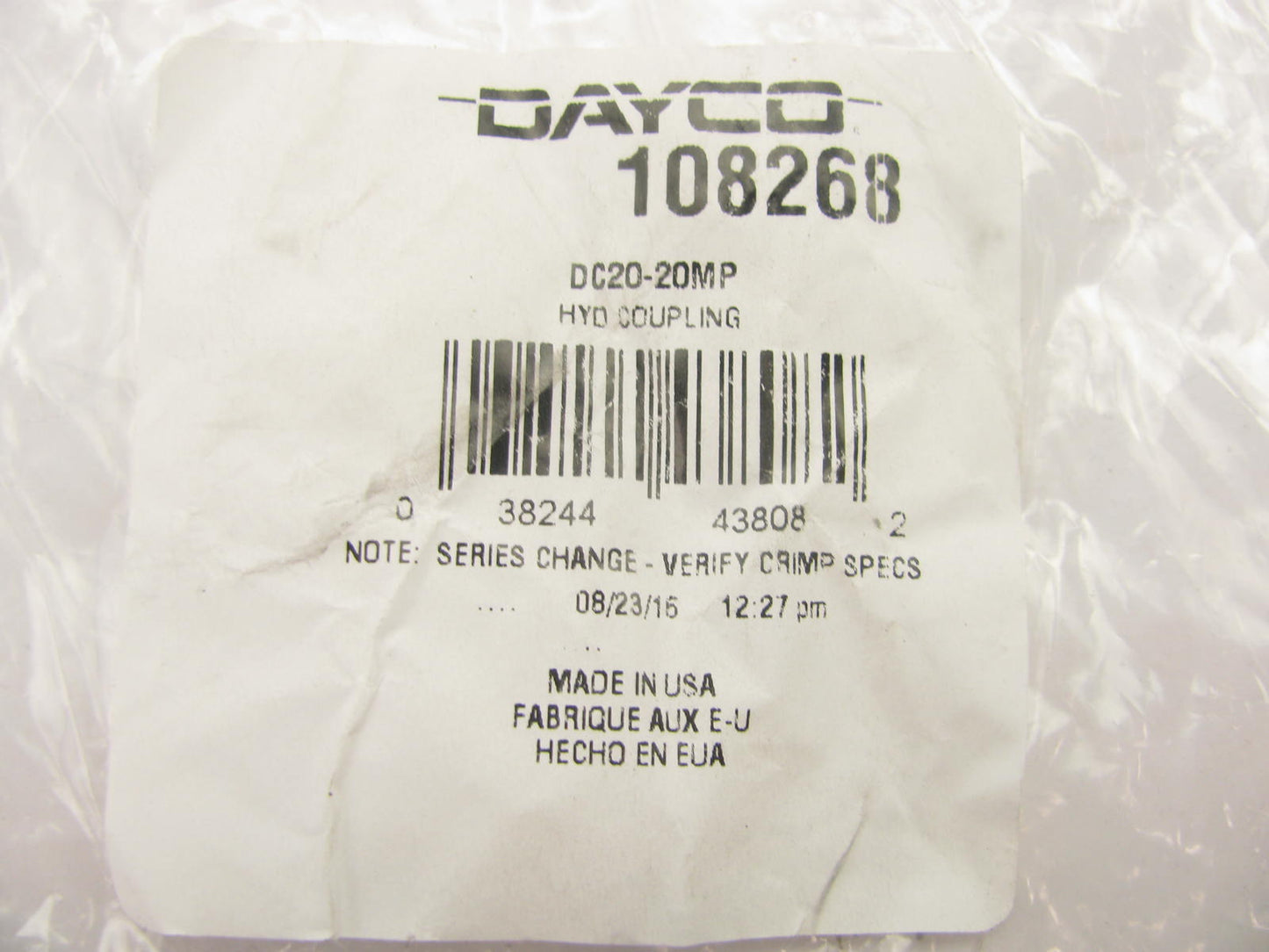 Dayco 108268 Hydraulic Crimp Fitting NPTF Male 1-1/4'' Hose ID 1.03'' Orifice