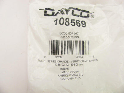 Dayco 108569 Hydraulic Crimp Fitting 45 Female Swivel 37 Flare 3/8'' Hose ID