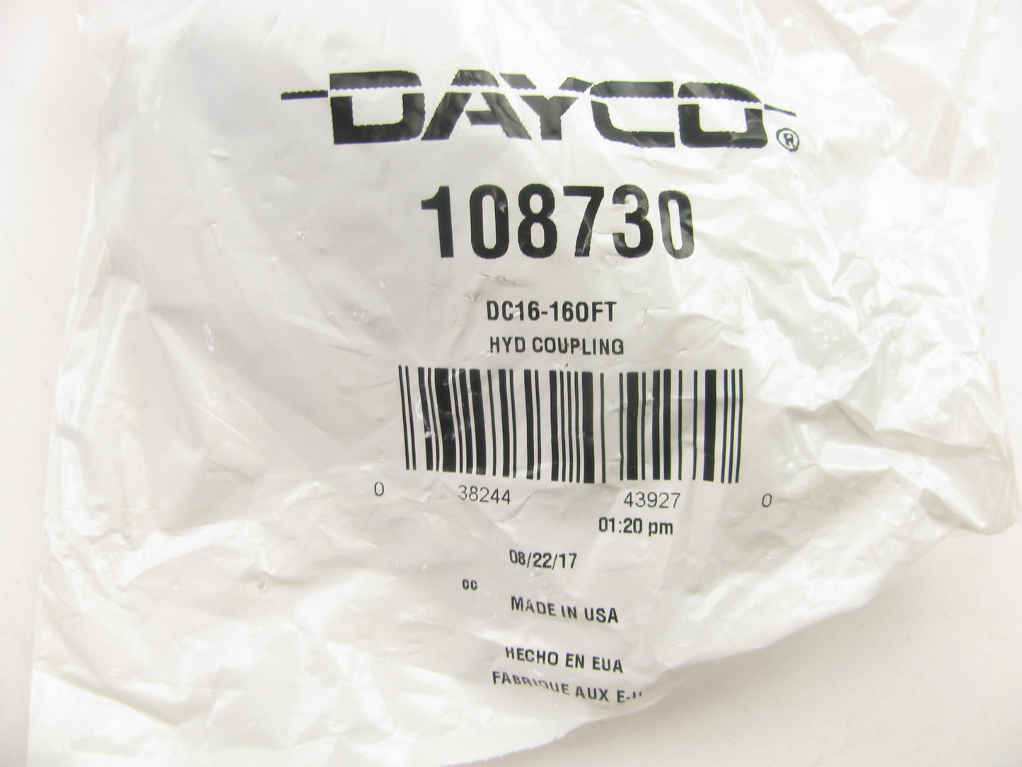 Dayco 108730 Hydraulic Crimp Fitting Female Swivel O-Ring Face Seal 1'' Hose ID