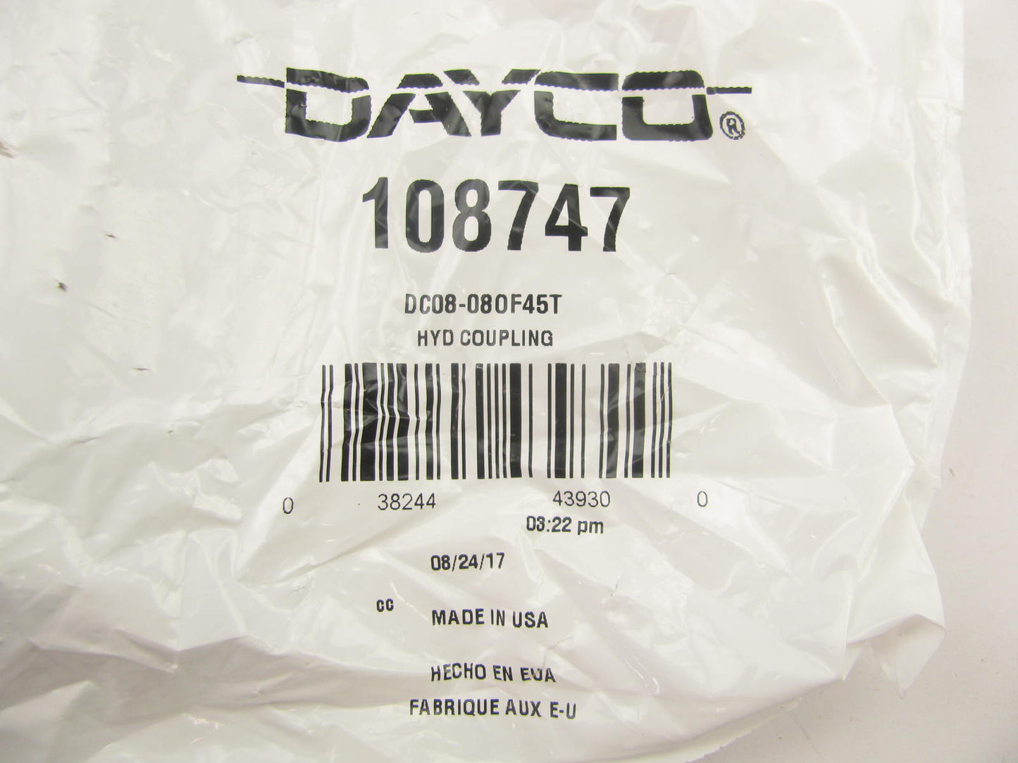 Dayco Hydraulic Crimp Fitting Coupler 45 Female Swivel O-Ring 1/2'' Hose ID