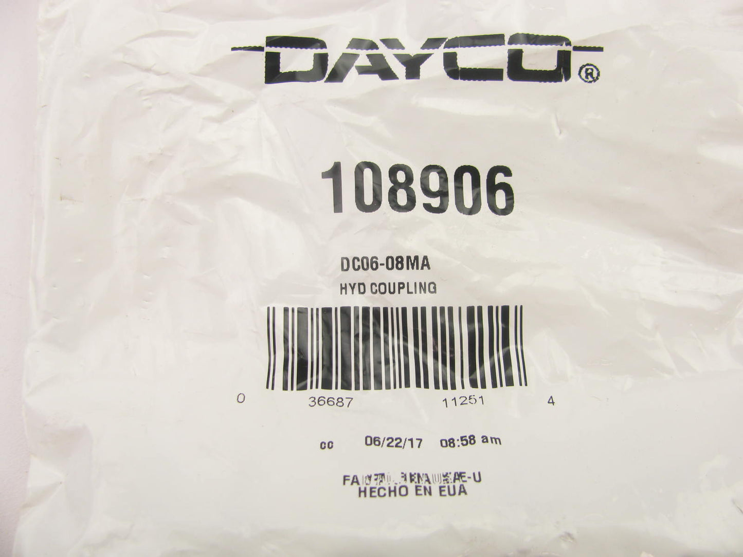 Dayco 108906 Hydraulic Crimp Fitting Coupler Male 45 Degree Flare 3/8'' Hose ID