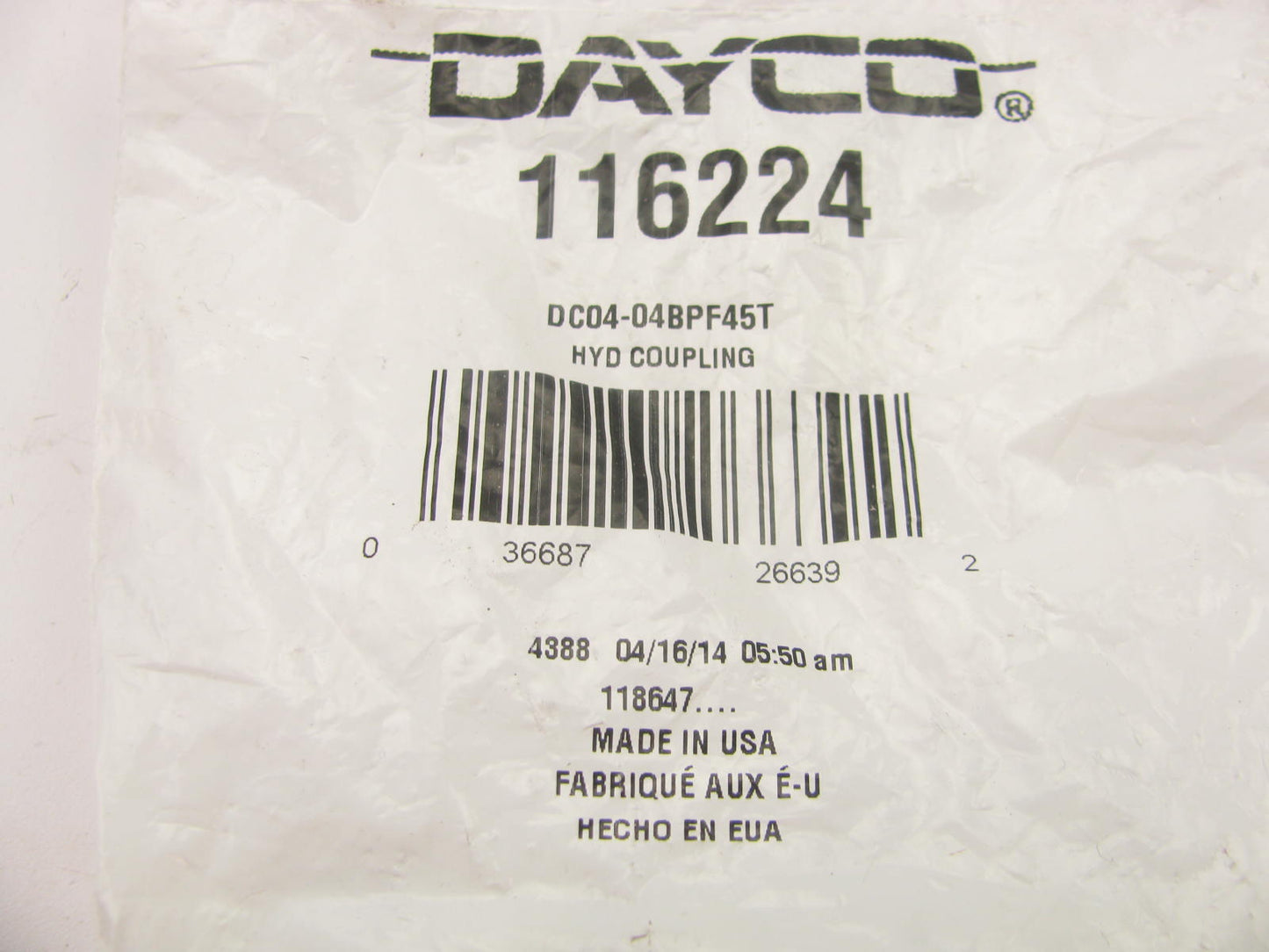Dayco 116224 Hydraulic Fitting BSPP 45 Degree Female Swivel Male 60 Cone 1/4 ID