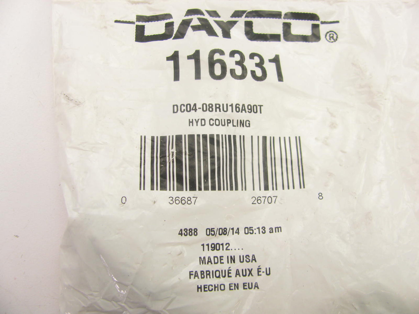 Dayco 116331 Hydraulic Fitting 90 Female Swivel Universal Metric 24/60 Cone 1/4''