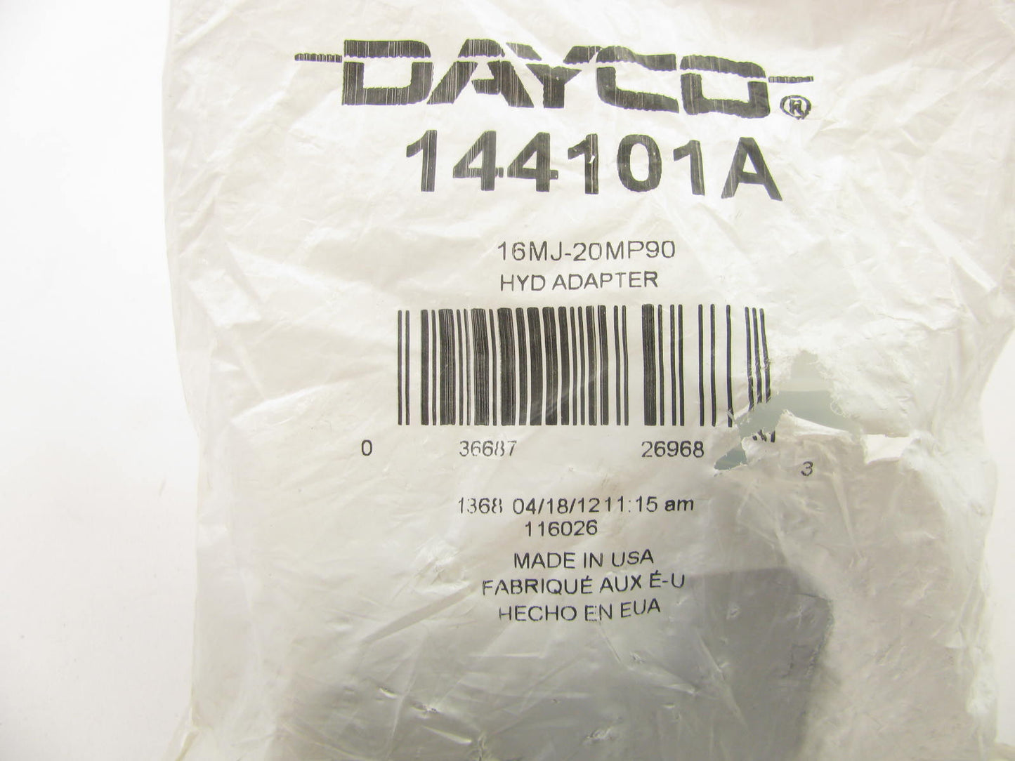 Dayco 144101A Hydraulic Fitting 90 Male 37 Flare JIC To NPTF Male