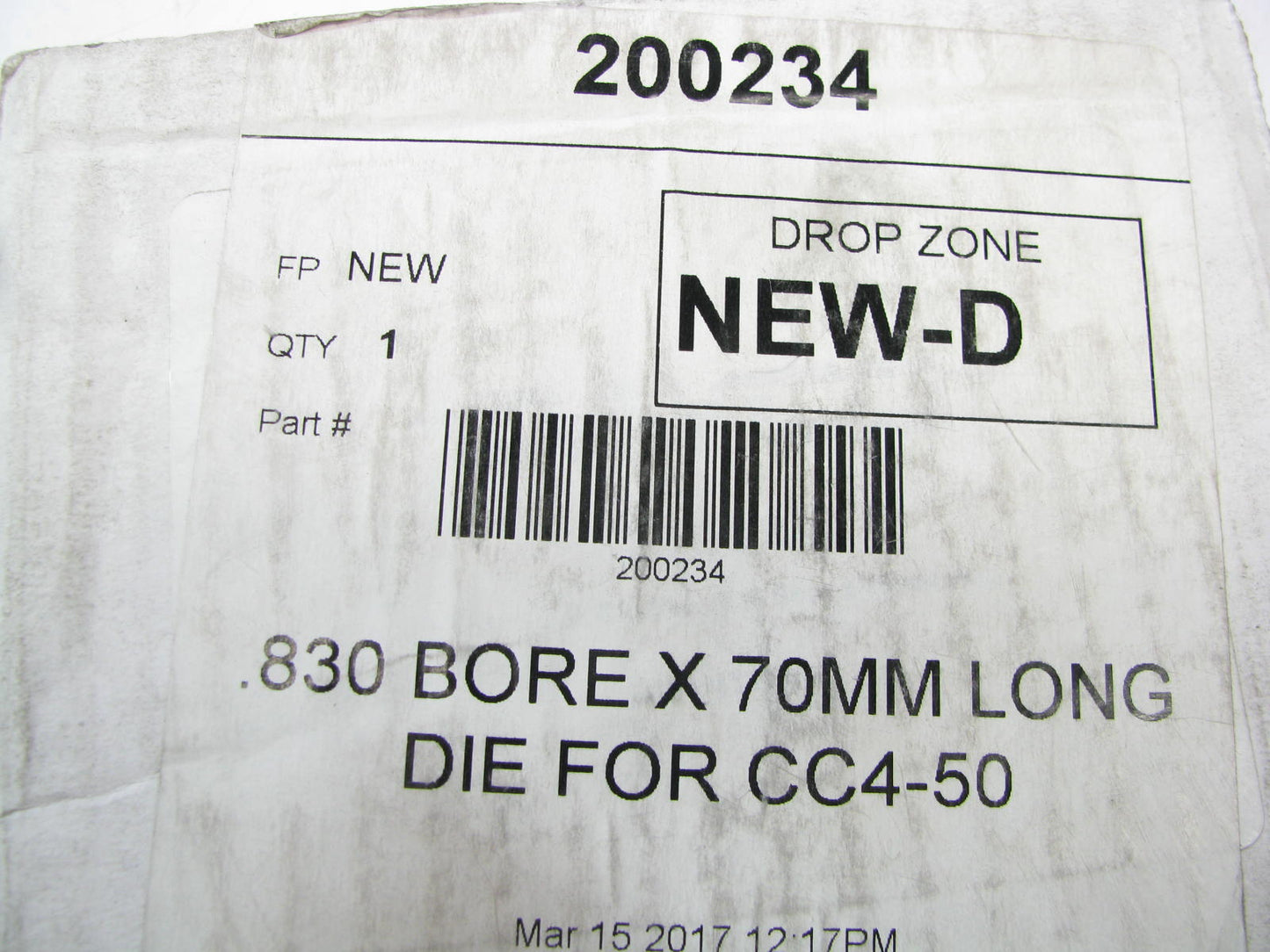 Dayco 200234 Long Die .830 X 70mm Use With CC4-50 - 99S-0830-70