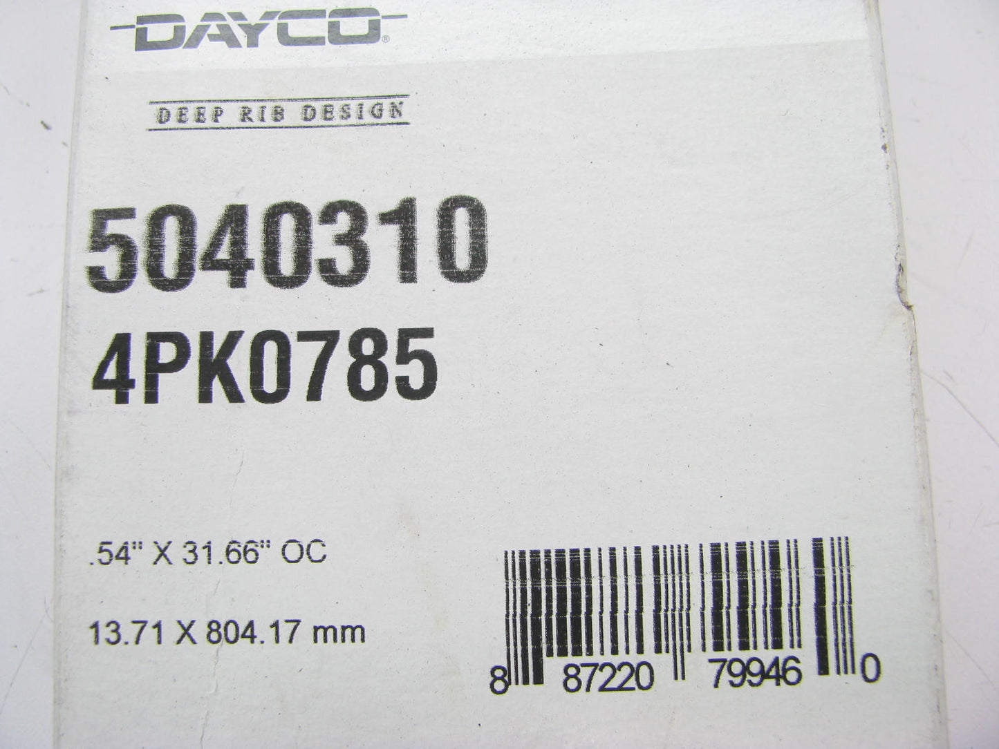 Dayco 5040310 Serpentine Belt - 0.54'' X 31.00'' - 4 Ribs