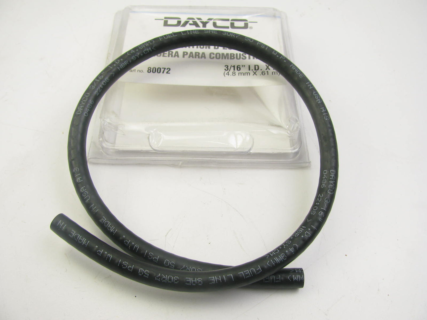 Dayco 80072 Fuel Hose - 3/16'' ID X 2' Long - SAE J30R7 SAE J1527