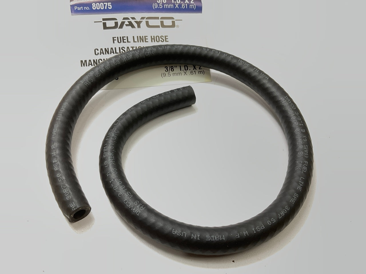 2 FEET - Dayco 80075 Fuel Line Hose, 3/8'' ID X 2' Long