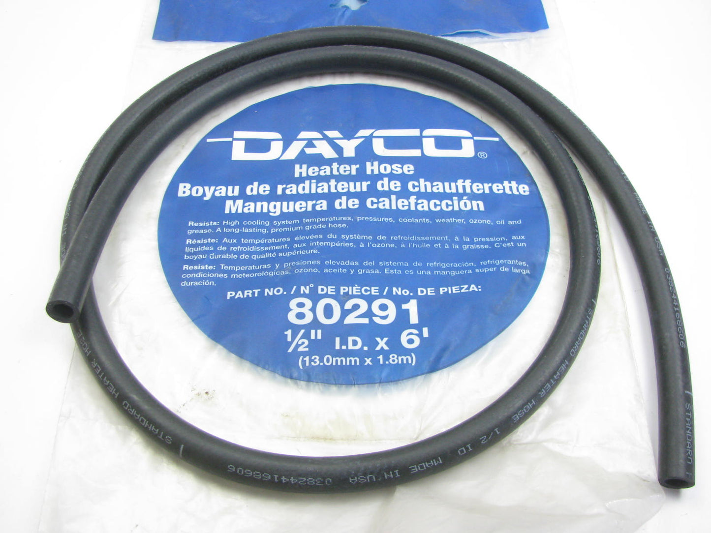 Dayco 80291 HVAC Heater Hose - 1/2'' ID X 6' Long
