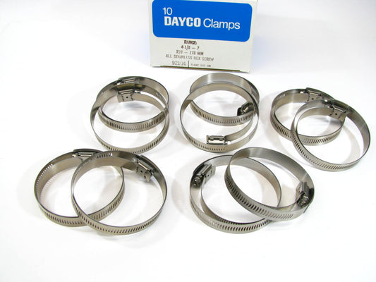 (10) Dayco 92104 Stainless Steel Worm Gear Hose Clamp - 4-1/8'' - 7''