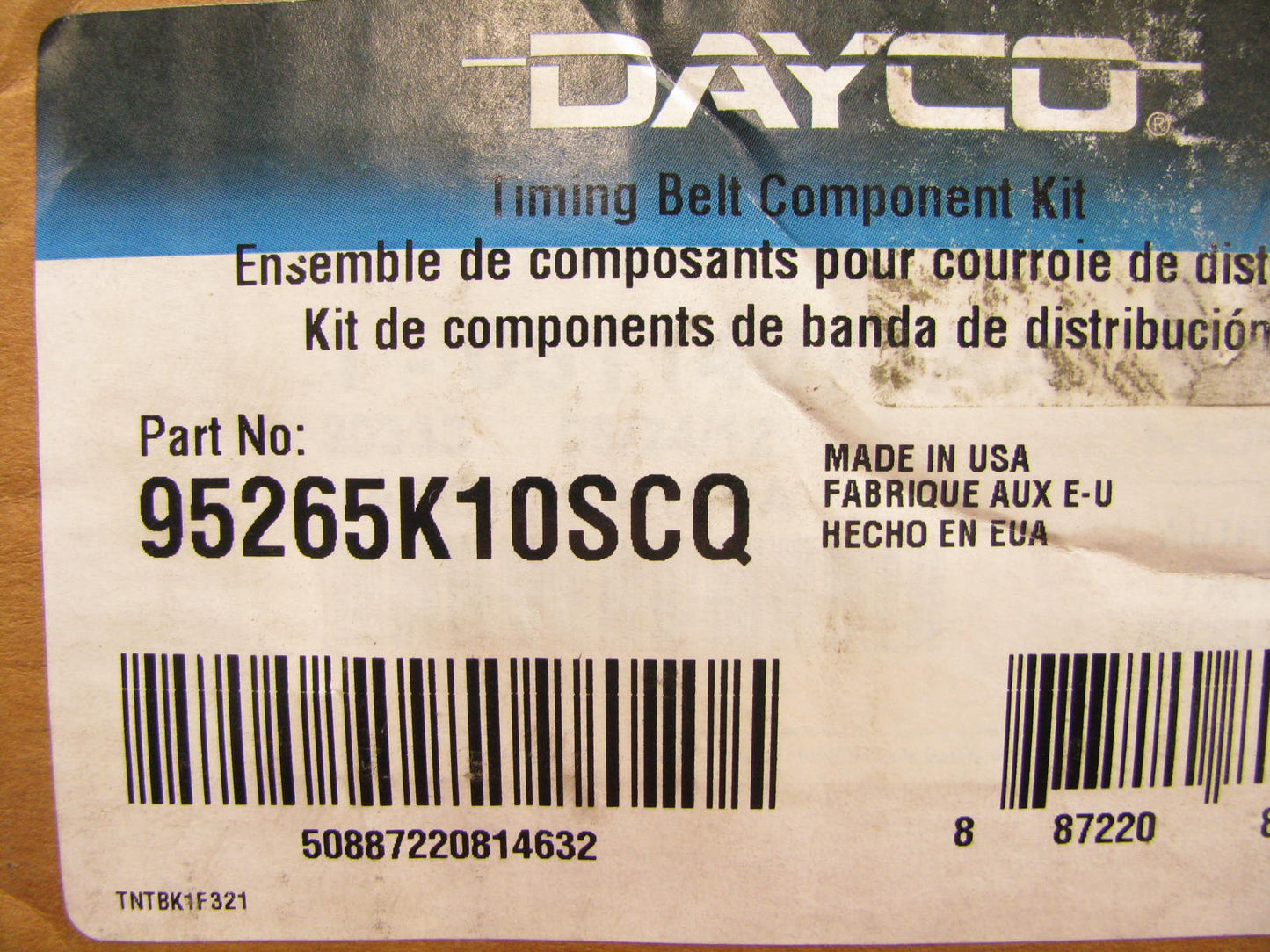 INCOMPLETE Dayco 95265K10SCQ Engine Timing Belt Kit - MISSING IDLER ARM BRACKET