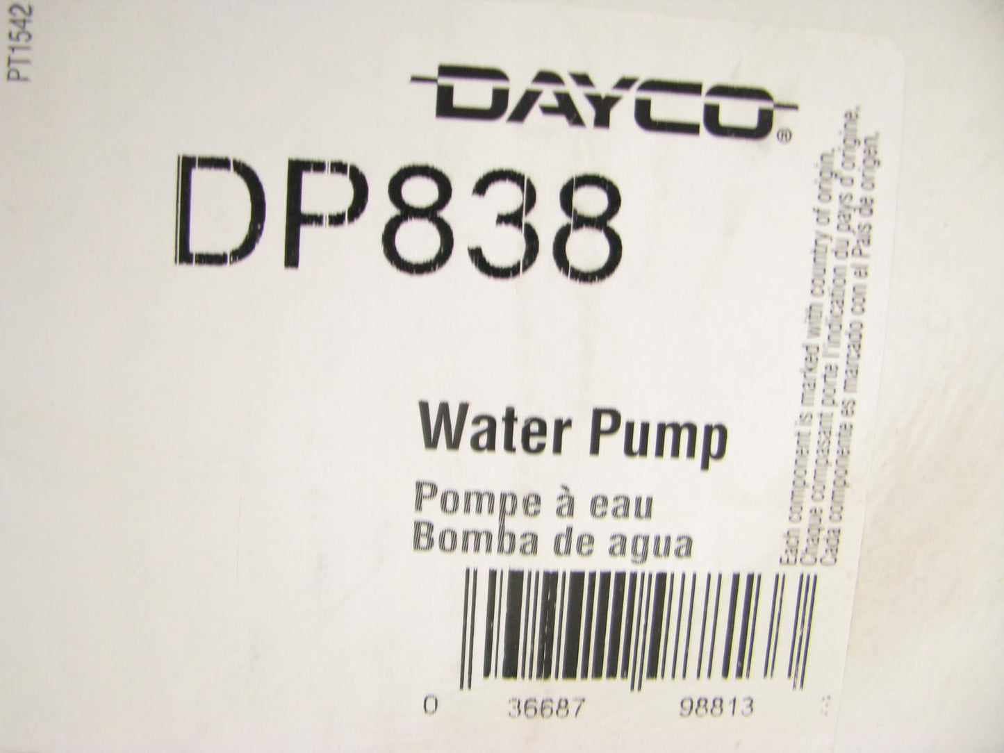 Dayco DP838 Engine Water Pump For 1991-1993 GM 5.0L 5.7L 305 350 V8