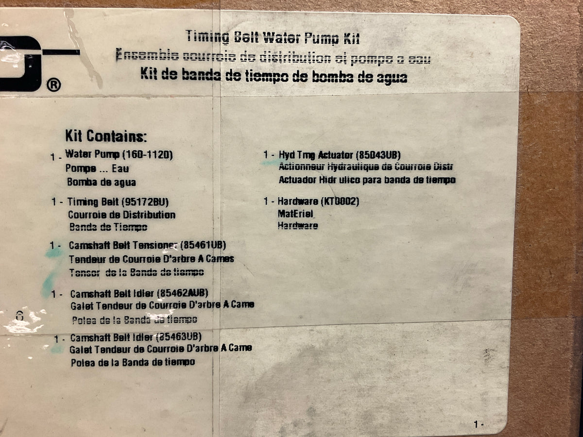 INCOMPLETE Dayco WP172K3A Engine Timing Belt Kit With Water Pump