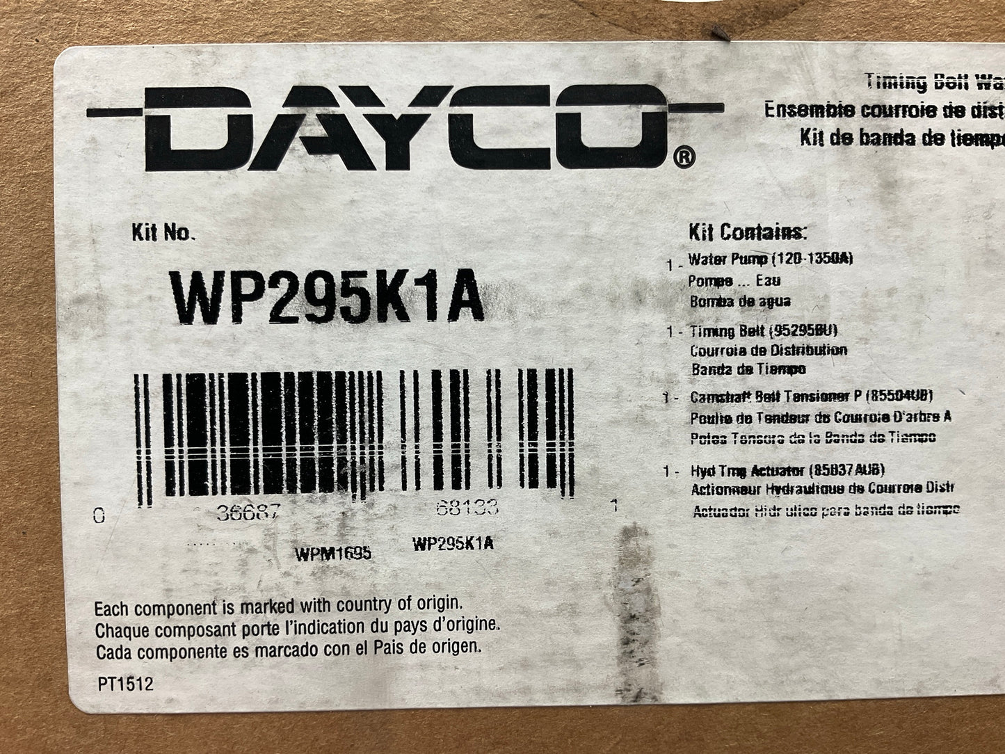 Dayco WP295K1A Engine Timing Belt Kit With Water Pump