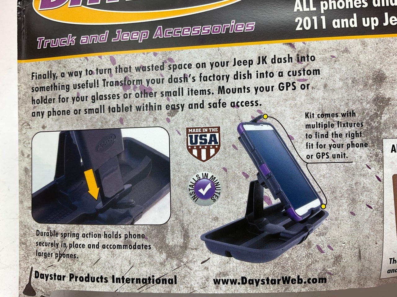 Daystar KJ71057BK Upper Dash Panel Phone Holder For 2011-2017 Wrangler