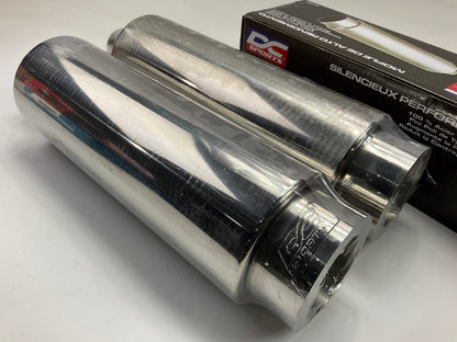 (2) DC Sport EX5012 Stainless Steel Mufflers, Polished Tip 2'' Inlet, 4'' Outlet