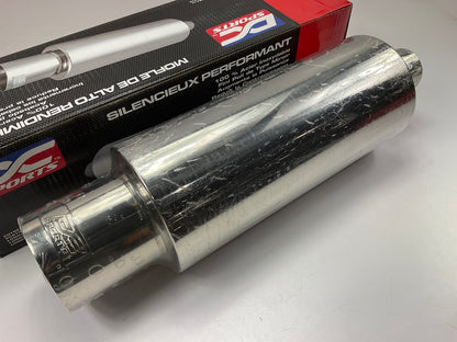 Dc Sport EX-5015 Polished Stainless Steel Muffler, 2.5'' Inlet, 4'' Outlet, 21.5 L