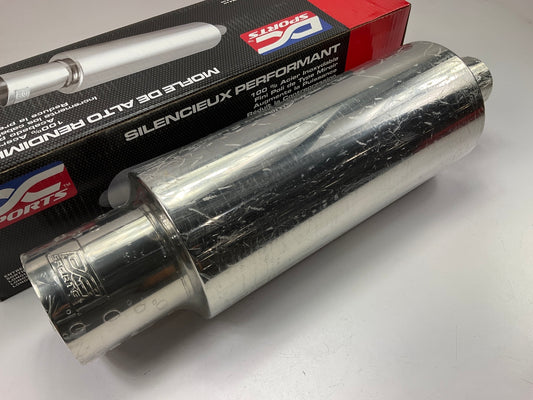 Dc Sport EX-5015 Polished Stainless Steel Muffler, 2.5'' Inlet, 4'' Outlet, 21.5 L