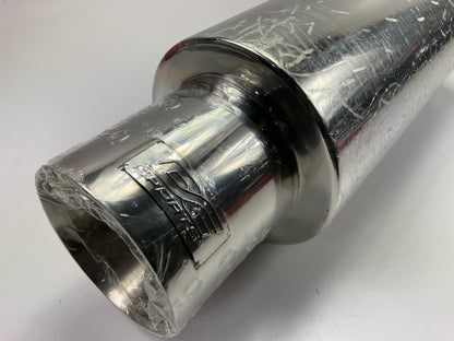 Dc Sport EX-5015 Polished Stainless Steel Muffler, 2.5'' Inlet, 4'' Outlet, 21.5 L