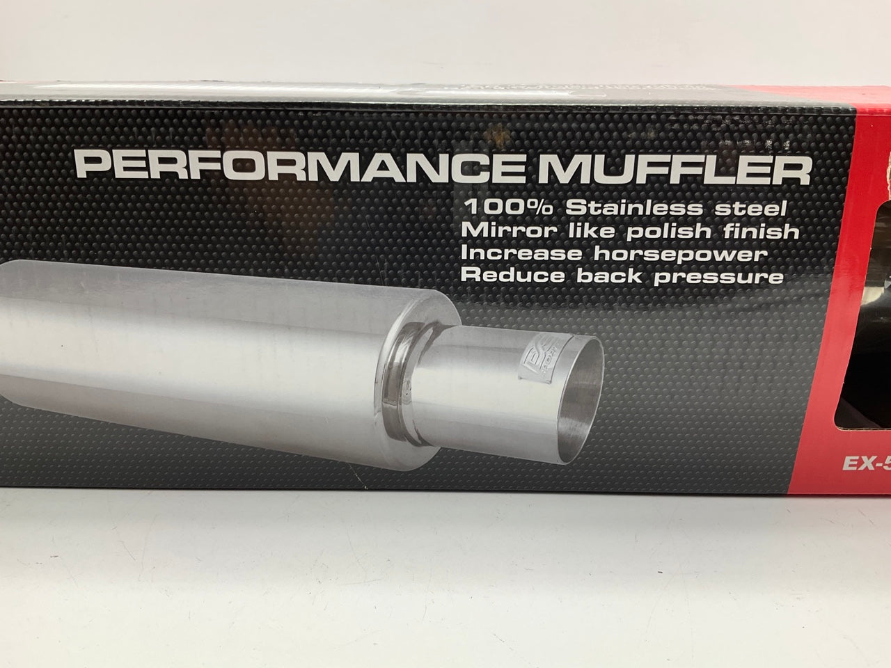 Dc Sport EX-5015 Polished Stainless Steel Muffler, 2.5'' Inlet, 4'' Outlet, 21.5 L