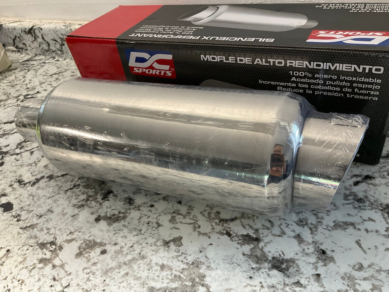 Dc Sport EX-5016 Performance Polished Stainless Steel Muffler 2.25'' Inlet, 16'' L