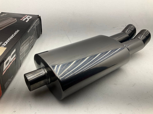 DcSport EX5024 Black Chrome 304 Stainless Steel Muffler - 2-1/4'' Inlet, Dual Tip