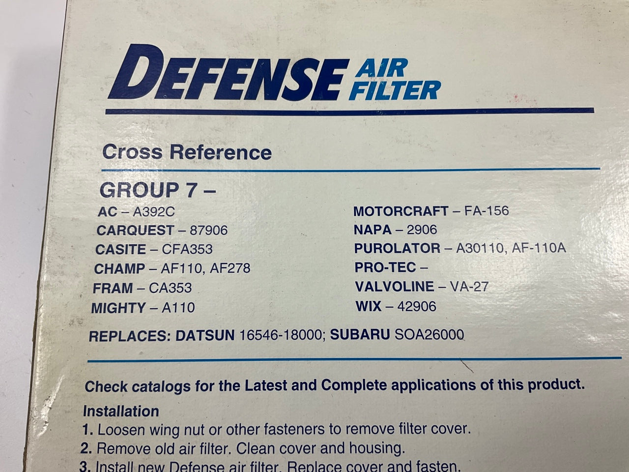 Defense DA3420 Engine Air Filter