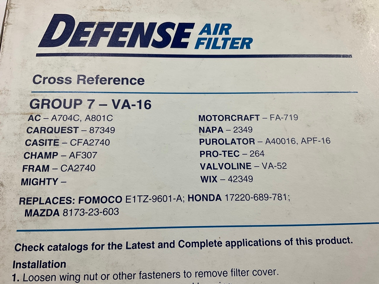 Defense DA4220 Engine Air Filter